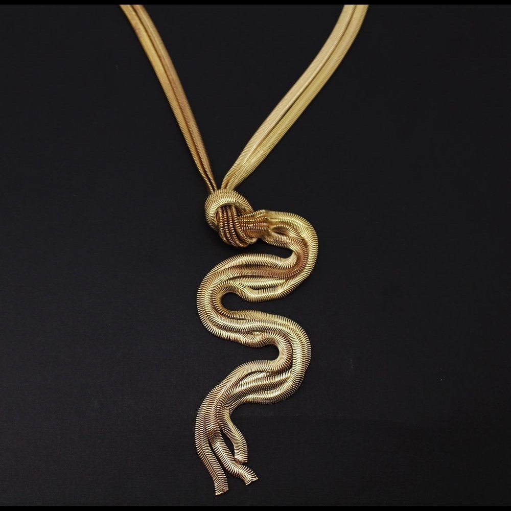 INC Herringbone Knotted Fringe Lariat Necklace - Picture 1 of 5